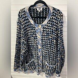 C&K Knitted Blue and Black Cardigan 2X Women’s